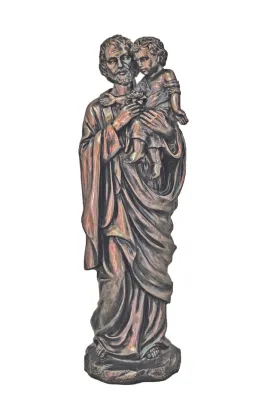 11.5&quot; Saint Joseph and Child Bronze Statue Disc.