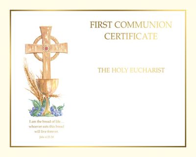 Certificate- First Communion Certificate, Box of 50, XS113