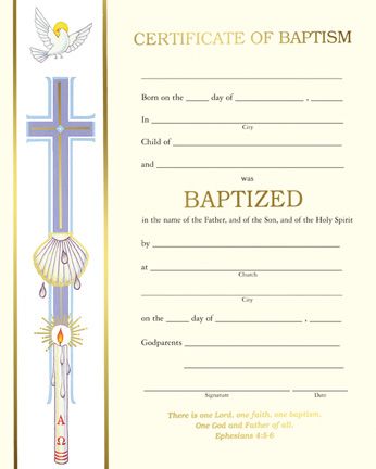 Certificate- Certificate of Baptism, Box of 50, XC102