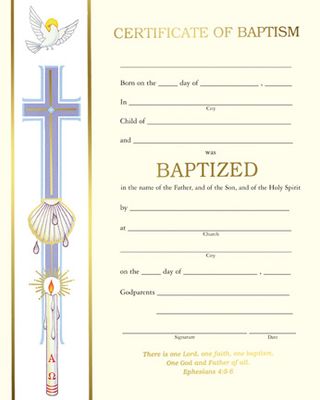 Certificate- Certificate of Baptism, Box of 50, XC102