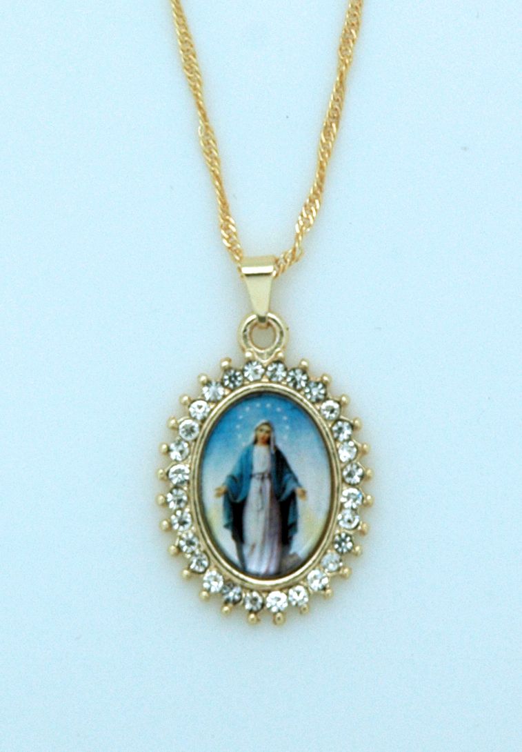 Brazilian Gold Plated Necklace, Grace with Crystals, 20 in. Chain