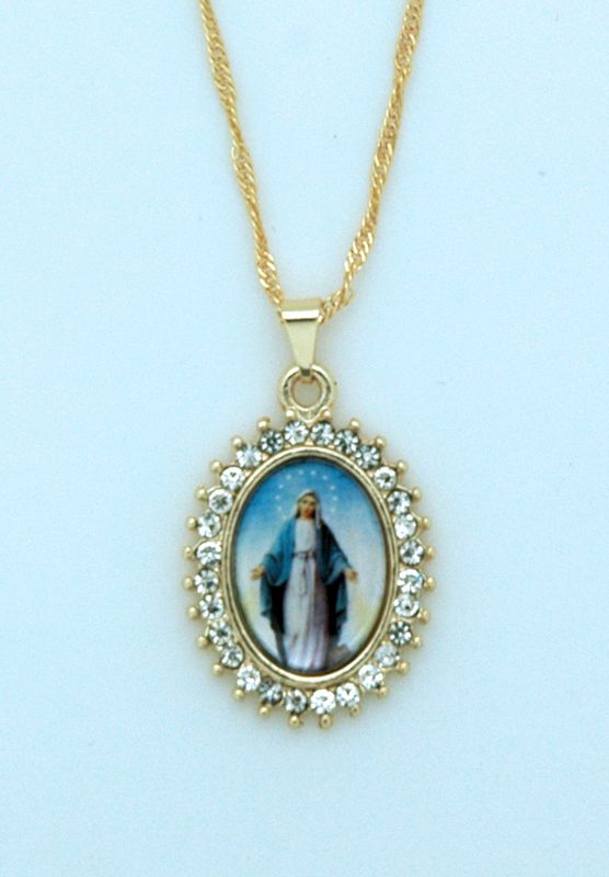 Brazilian Gold Plated Necklace, Grace with Crystals, 20 in. Chain