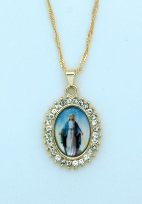 Brazilian Gold Plated Necklace, Grace with Crystals, 20 in. Chain