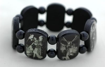 Brazilian Wood Bracelet- 7 Angels, Black and White Pictures Disc.