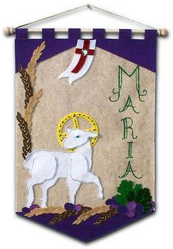 Deluxe First Communion Banner Kit, 12 in. x 18 in., Purple Lamb