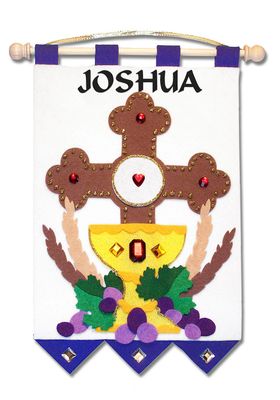 First Communion Banner Kit, 9 in. x 12 in., Cross of Redemption, Royal Blue