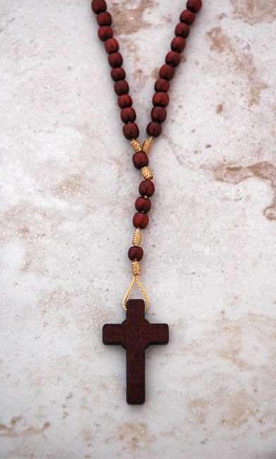 Brazilian Wood Rosary on Cord, 4 mm