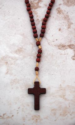 Brazilian Wood Rosary on Cord, 4 mm