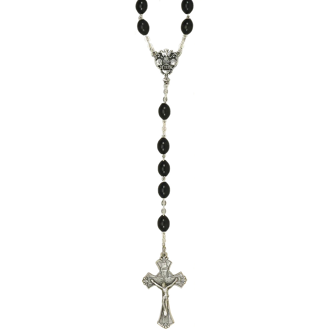 OCIA Rosary Black Oval Bead