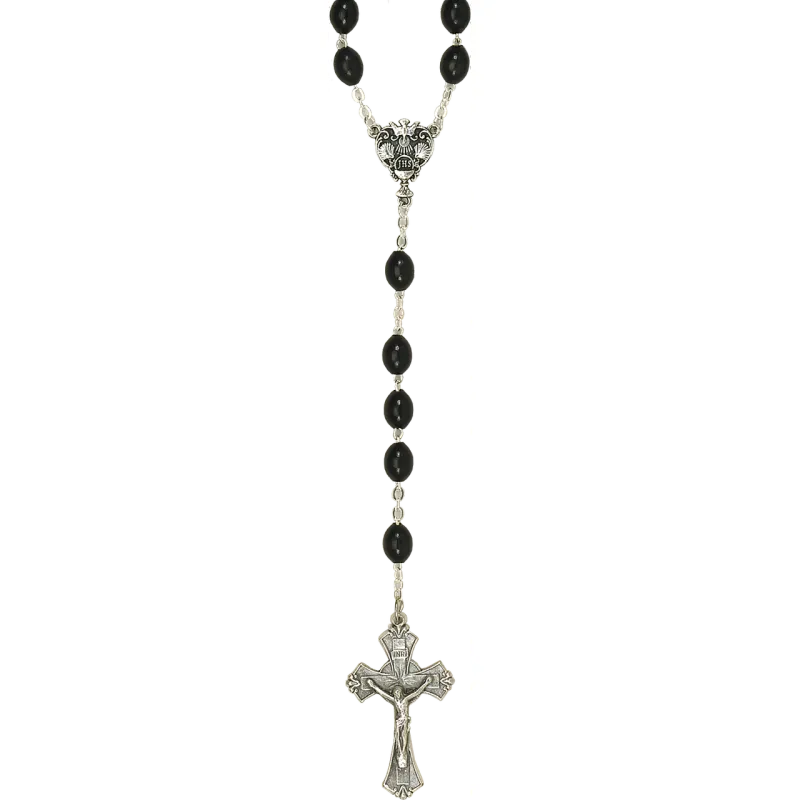 OCIA Rosary Black Oval Bead