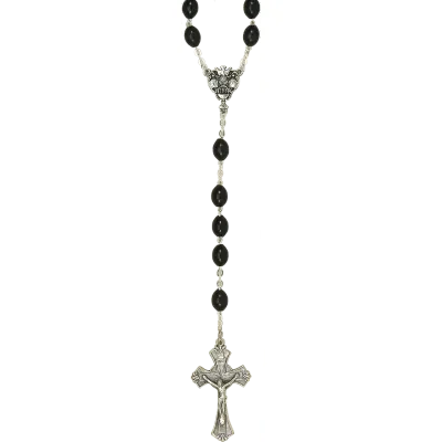 OCIA Rosary Black Oval Bead