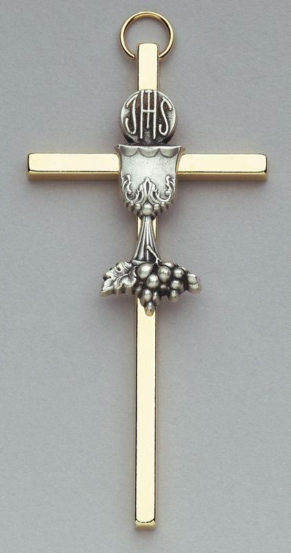 Communion Gold Tone Cross Disc.
