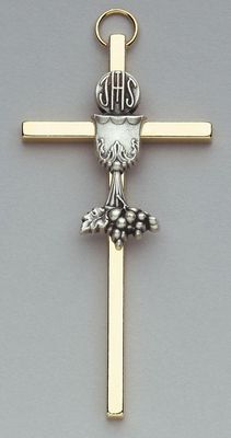Communion Gold Tone Cross Disc.
