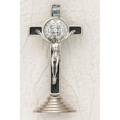 3&quot; Silver Tone Saint Benedict Cross on Base