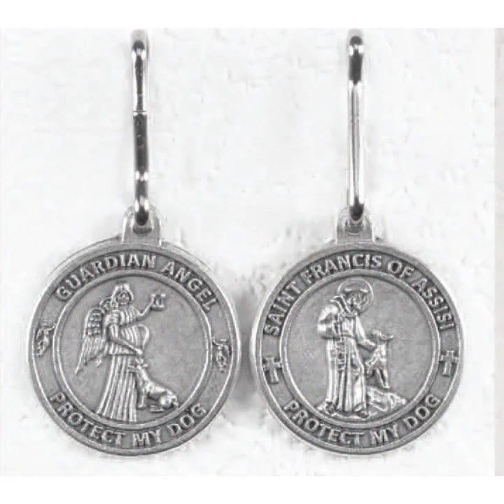 3/4&quot; Silver Toned Guardian Angel/Saint Francis Pet Medal