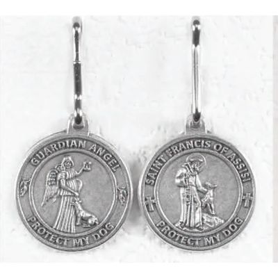 3/4&quot; Silver Toned Guardian Angel/Saint Francis Pet Medal