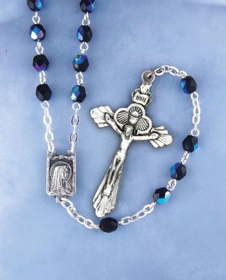 Firepolished Jet Bead Rosary