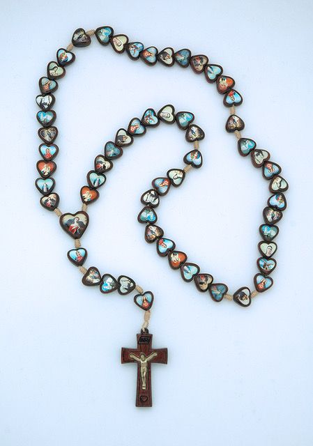 Brazilian Wood Hearts Saints Rosary