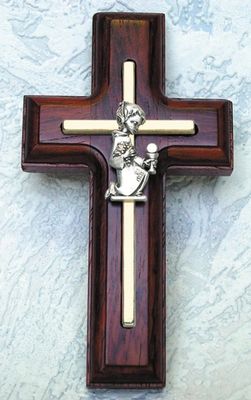 Rosewood Cross with Communion Girl Figurine