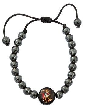 Adult Hematite Adjustable St. Michael Bracelet