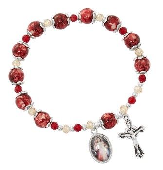 Adult Red Divine Mercy Stretch Bracelet