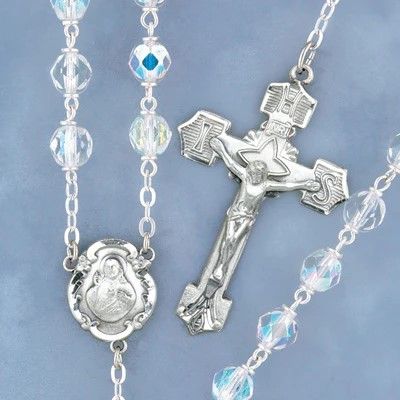 Adult Rosary Aurora Borealis Crystal Disc.