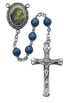 7mm Blue Our Lady of Sorrows Rosary