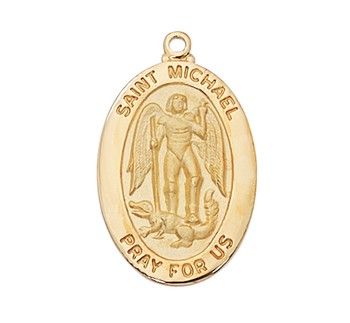 Gold Plated St. Michael Medal on a 20&quot; Gold Plated Chain