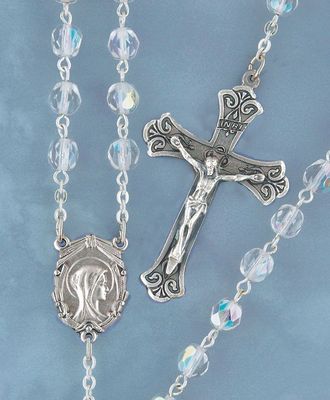Adult Rosary Aurora Borealis Crystal 6mm
