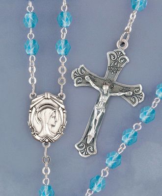 Adult Rosary Aurora Borealis Aqua 6mm