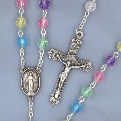 Adult Rosary Pastel Crystal Multicolor 6mm