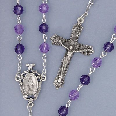 Adult Rosary Two Tone Crystal Tanzanite Violet