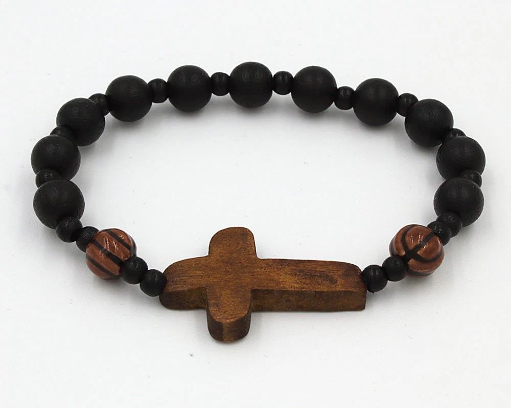 Basketball Sports Religious Bracelet Black Disc.