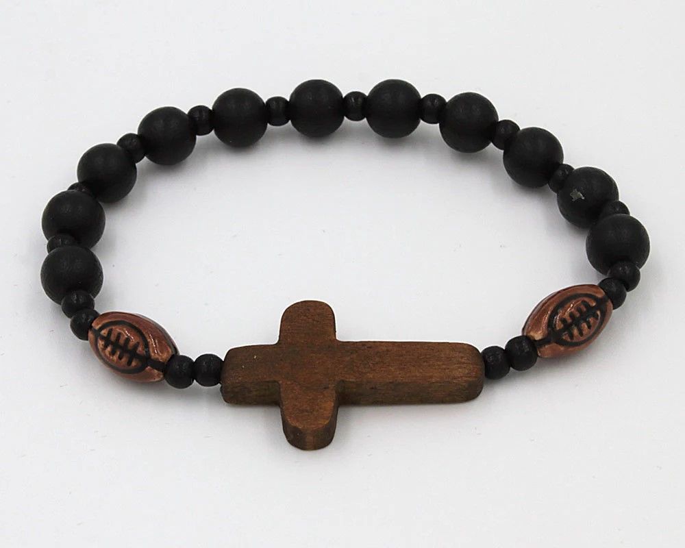 Football Sports Religious Bracelet Black