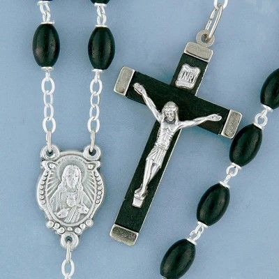 Adult Men Rosary Oval Wood Black