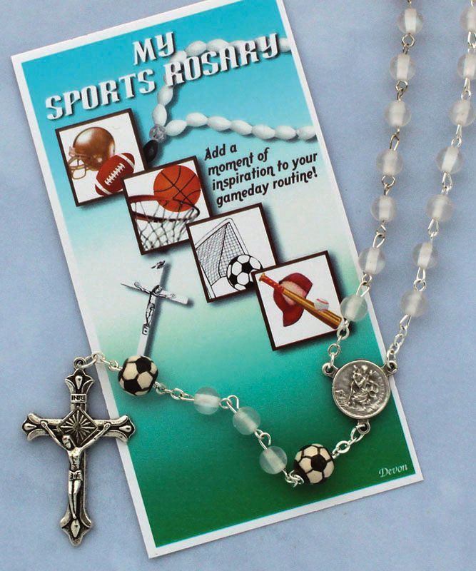 White Sports Rosary Soccer