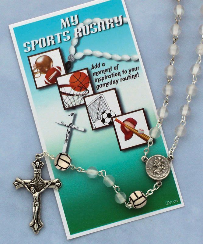 White Sports Rosary Volleyball