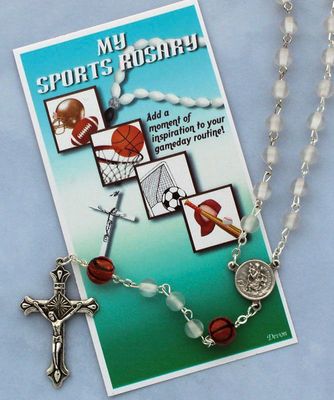 White Sports Rosary Basketball