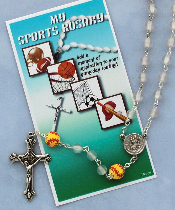 White Sports Rosary Softball