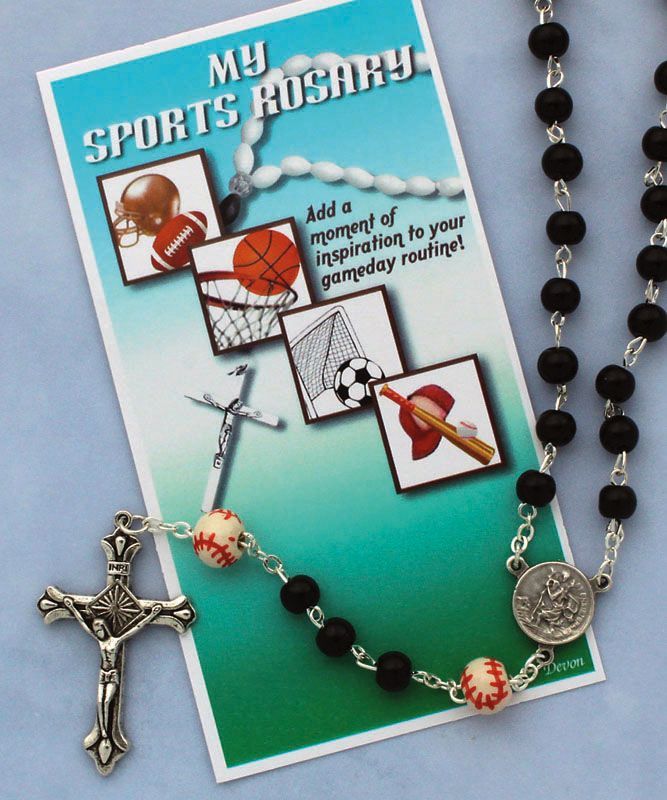 Black Sports Rosary Baseball