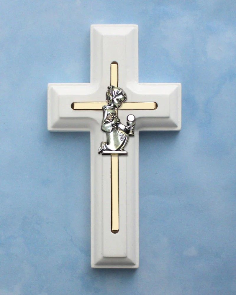White Communion Girl Cross