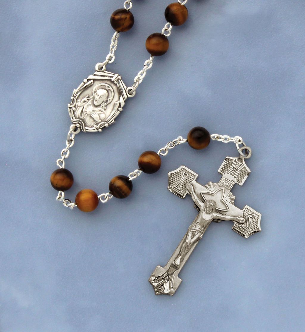 Sterling Silver Tiger Eye Rosary