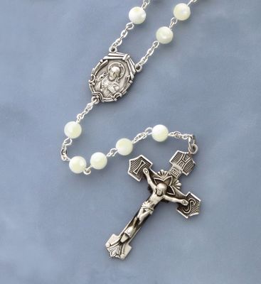 Mother of Pearl Sterling Silver Rosary