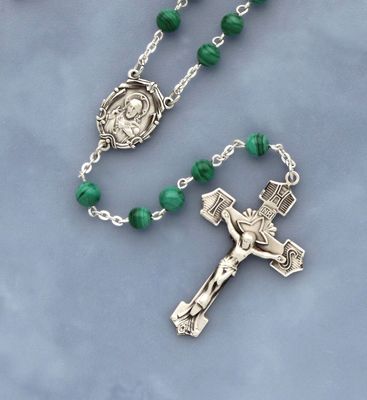 Malachite and Sterling Silver Rosary