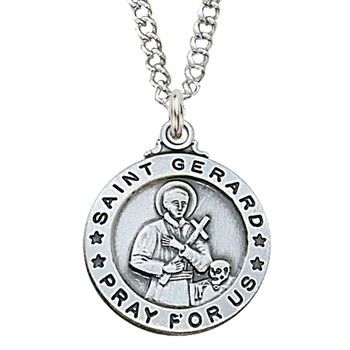 Sterling Silver St. Gerard Medal on a 20&quot; Stainless Steel Chain
