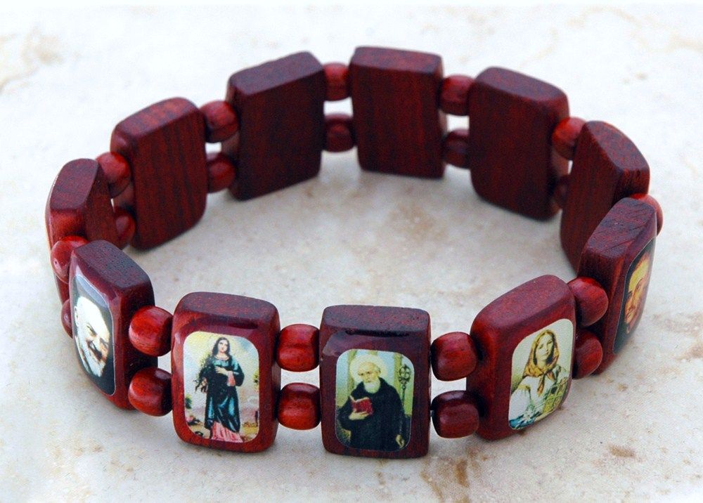 Brazilian Wood Saints Bracelet, Brown, Healing Saints