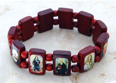 Brazilian Wood Saints Bracelet, Brown, Healing Saints
