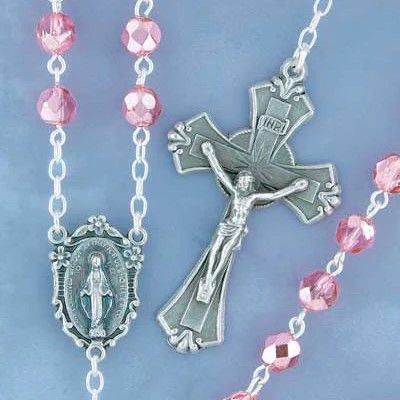 Rosary Pink Shimmer Light 6mm Disc.