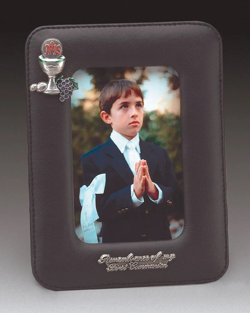 Communion Chalice Black Leatherette Frame Disc.