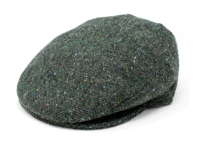 Children&#39;s Cap Tweed- Dark Green Fleck Salt &amp; Pepper